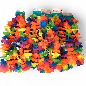 10 Colorful Hawaiian Flower Leis - Multicolor Party Necklaces